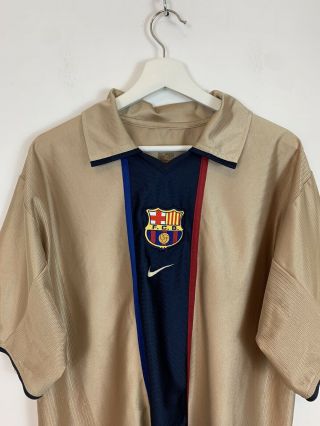Men ' s Vintage Nike Barcelona 2001 - 2002 Away Shirt Kit Top La Liga Gold L Large 2