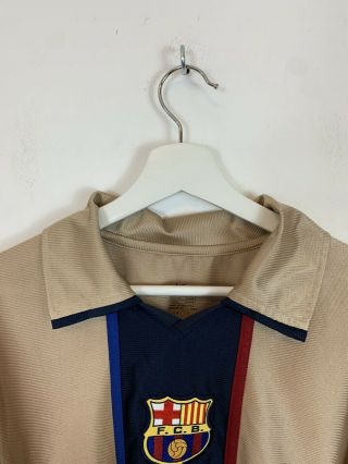 Men ' s Vintage Nike Barcelona 2001 - 2002 Away Shirt Kit Top La Liga Gold L Large 3
