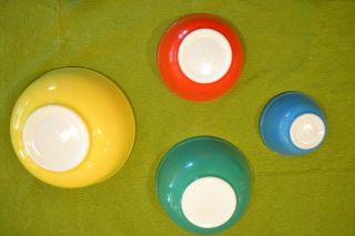 Vintage Pyrex Nesting Mixing Bowls Primary Colors 401,  402,  403,  And 404