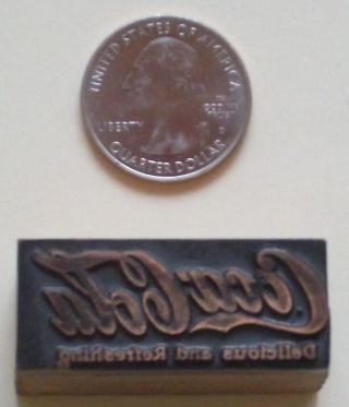 Letterpress Copper On Metal On Wood Type - Coca - Cola Logo