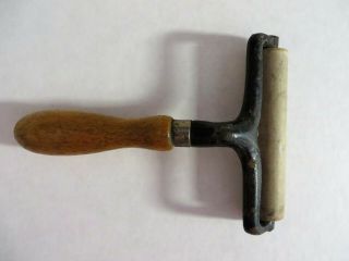 Antique 4 " Ink Roller Printer Photography Ideal Chicago Wood Handle & Cast Iron
