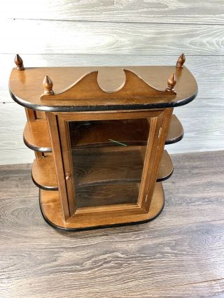 Vintage Curio Cabinet with Shelf Wall Hanging/Table Top Wood Display - Glass Door 2