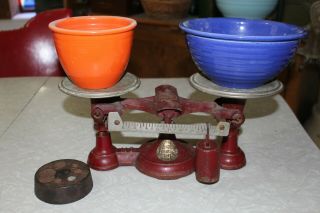 Antique No4 Chatillon & Sons Red Cast Iron Country Store Counter Top Scale Ny