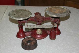 Antique No4 Chatillon & Sons Red Cast Iron Country Store Counter Top Scale NY 2