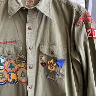 Vintage 1940s 1950s Boy Scout Uniform Shirt Patches Badges Pleasant Hill CA BSA 2