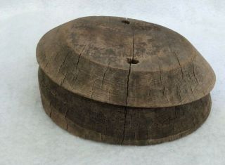 Antique Wood Hat Block Mold Brim Form Millinery