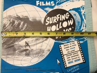 Vintage Bruce Brown 1964 Surfing Hollow Days Surf Movie Poster Temple City High