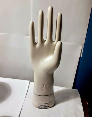 Vintage 1980 Ceramic Hand Glove Mold General Porcelain 12 1/2 " Tall Trenton Nj