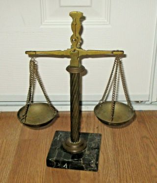 True Vintage Old Small Balance Scale W Stone Base - Marble?