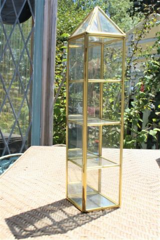 Vintage Brass And Glass Trinket Display Case 14.  5 " Tall 5 Shelf