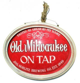 Vtg 24 " Large Vintage Old Milwaukee Beer On Tap Oval Lighted Advertising Sign