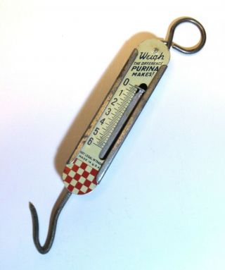 Vintage Purina Farm Pet Food Feed Advertising Hanging Scale Weigh The Difference