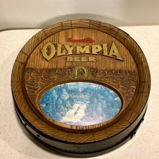Vintage 70s Olympia Beer 3 - D Plastic Barrel Sign " Export Type " 18.  5 " X 5.  5 "