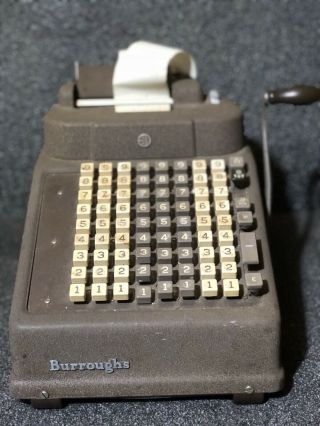 Vintage Burroughs 8 Column Adding Machine Mechanical Industrial Calculator