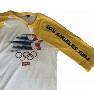 Vintage Levi’s Los Angeles 1984 Olympic Games Raglan Style T - Shirt Yellow