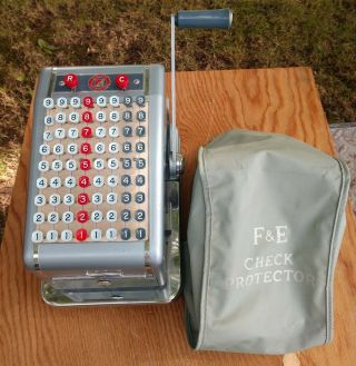 Vintage Royal Premier Model Check Protector By F&e Hedman Company W/cover & Key