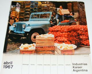 Vtg Industrias Kaiser Argentina 1967 Calendar Ika Torino/renault/jeep/rambler,