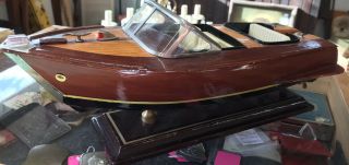 Vintage Wooden Chris Craft Speedboat Display 14 " Model Boat