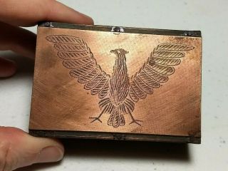 Vintage Letterpress Printing Block Eagle Bird Detailed Feathers