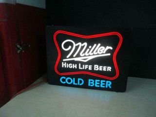 Vintage 1982 Miller High Life Cold Beer Lighted Sign Er Beer 20 " X 15 "