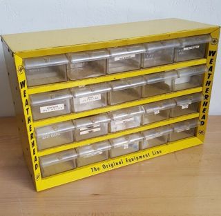 Vintage Weatherhead Metal Parts Bin Cabinet Hardware 20 Compartment Organizer