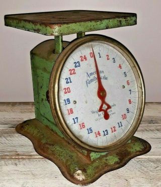 Vintage Antique American Family Scale 25 Green Chippy Farmhouse Rustic Decor