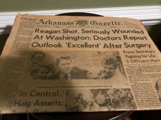 Newspaper Vintage Ronald Reagan Shooting Us President Arkansas Gazette 1981