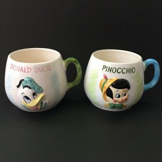 Vintage Mickey Mouse & Donald Duck Kid’s Cups Mugs Ceramic