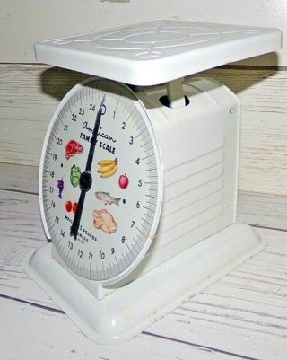 1960 ' s Vintage American Family Kitchen White Metal 25 lb Food Scale 3