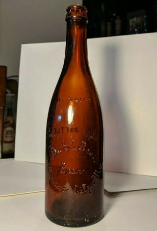 Vintage Dick & Bros.  Beer Bottle Kansas City,  Mo.  Amber Missouri 16 Ounces