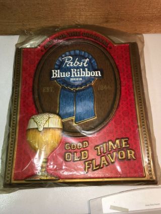 Vintage Nos (2) Pabst Blue Ribbon (good Old Time Flavor) Signs 17 - 3/4”x14 - 1/2”