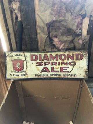 1950’s 27 1/2” Diamond Springs Ale Beer Sign