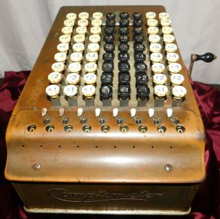 Vintage 1920 ' s? Felt & Tarrant Mfg.  Co.  Comptometer Adding Machine Bronze 209141 3