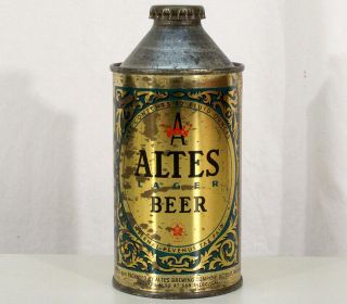 Altes Lager Beer Irtp High Profile Cone Top Beer Can,  Cap Detroit Michigan Mich