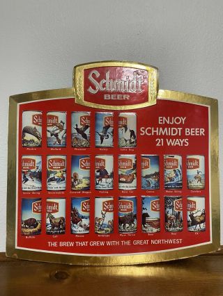 Schmidt Beer Scenic Can Foil Over Cardboard Sign