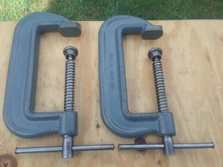 Vintage (2) Wilton C Clamps vise No 106 Heavy Duty Tools Orig Gray MADE in USA 2