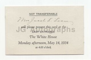 Franklin D.  Roosevelt - 32nd U.  S.  President - Official White House Pass,  1934