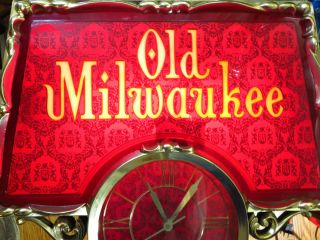 Vintage 70 ' s Old Milwaukee Beer Lighted Clock / Sign 3