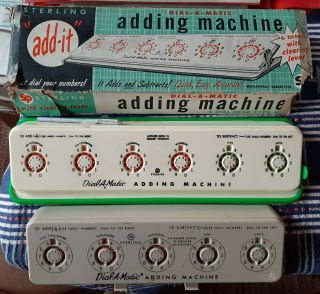 2 Vintage Sterling Dial - A - Matic Adding Machine 
