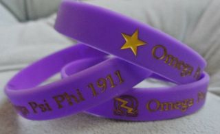4 Pack Omega Psi Phi Wristband: Armband: Color Filled: Purple And Gold