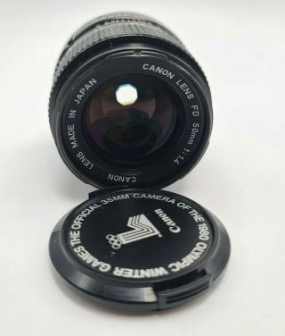 Canon Fd 50mm F/1.  4 Vintage Prime Lens With Lens Cap