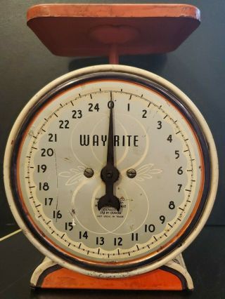 Vintage Antique Way Rite Scale 25 Lb Hanson Household Scale Made In Usa 9 " Tall