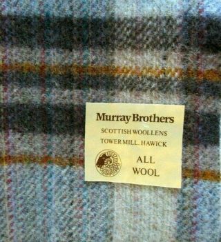 Vintage Murray Brothers Scottish Woolens Plaid Twin Size Wool Blanket 68 " X 55 "