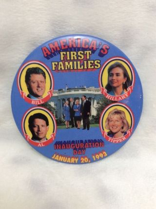 1993 President Bill Clinton Gore First Families 3.  45 " Political Inauguration Pin