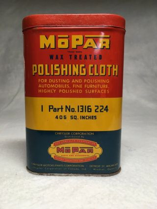 Vintage Mopar Wax Treated Polishing Cloth In Tin - Chrysler Dodge