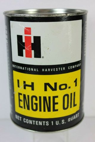 Vintage 1970’s Ih International Harvester Co.  No.  1 Paper Label Engine Oil Can