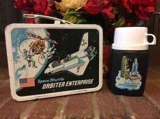 Space Shuttle Enterprise Metal Lunch Box And Thermos Vintage 1977 Great Buy