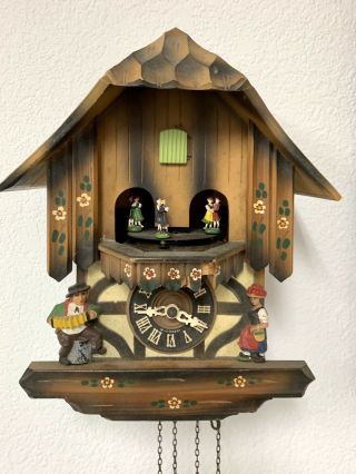 Vintage Cuckoo Clock Musical Hand Painted Albert Schwab Made In West Germany 2