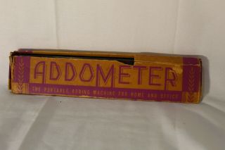 VINTAGE ADDOMETER Portable Mechanical Adding Machine with Stylus & Instructions 3