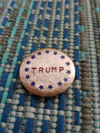 Trump Hand Stamped Golf Ball Marker Textured Copper Patriotic Usa 1.  25 " Diameter